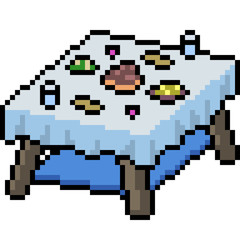Fototapeta premium vector pixel art dinner table