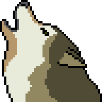 Vector Pixel Art Wolf Howl