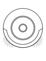 Robot vacuum cleaner. View from above. Line drawing.