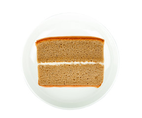Chiffon Coffee in white plate on white background