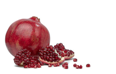 Red fresh grenades isolated on white background