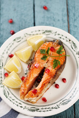 Grilled red fish steak 