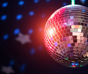 Sparkling disco ball. Concept of night party.