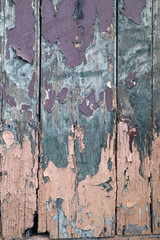 Distressed Wood Door With Flaking Paintwork