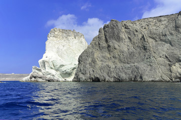 Fototapeta na wymiar Südküste,Felsküste Nähe Akrotiri, Santorin, Kykladen, Griechische Inseln, Griechenland. Europa