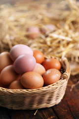 organic eggs in a basket