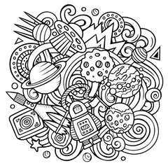 Cartoon vector doodles Space illustration