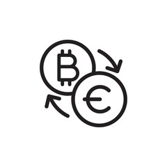 bitcoin euro exchange outlined vector icon. Modern simple isolated sign. Pixel perfect vector  illustration for logo, website, mobile app and other designs