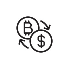 bitcoin usd exchange outlined vector icon. Modern simple isolated sign. Pixel perfect vector  illustration for logo, website, mobile app and other designs
