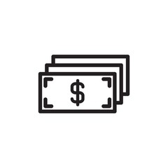 dollar in cash, usd cash outlined vector icon. Modern simple isolated sign. Pixel perfect vector  illustration for logo, website, mobile app and other designs