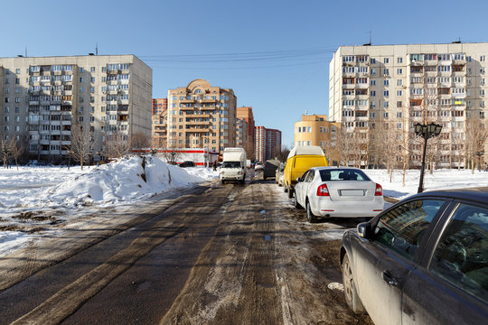 Spring in the town of Balashikha, Moscow region, Russia.