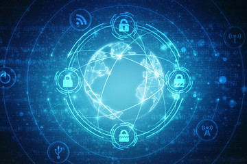 2d illustration Safety concept: Closed Padlock on digital background