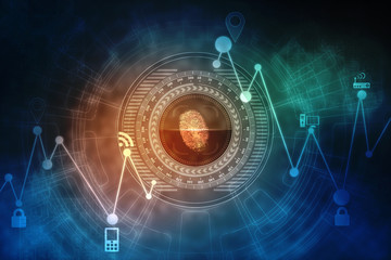 Fingerprint Scanning Technology Concept 2d Illustration