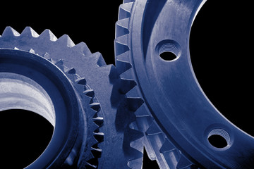 gear, close up on black background
