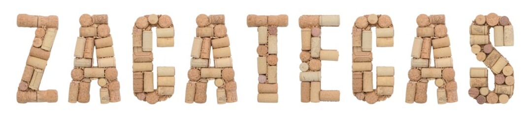 Wine region of Mexico Zacatecas made of wine corks Isolated on white background