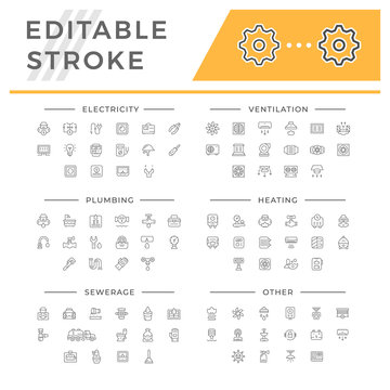 Set Line Icons Of House Systems