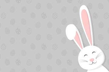 Easter - cute bunny on background with eggs and copyspace. Vector.