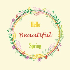 Hello Spring Background With Flowers. frame