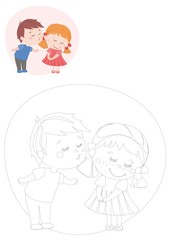 Coloring book. cute kids . vector illustration.