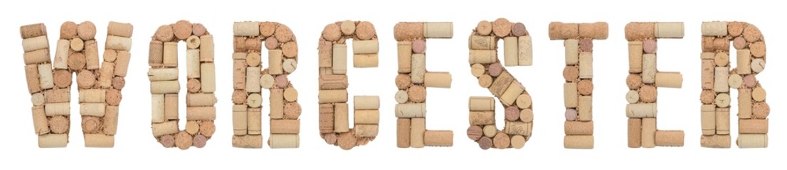 Wine region of South Africa Worcester made of wine corks Isolated on white background