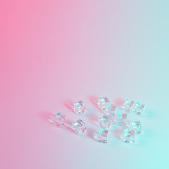 Ice cubes in vibrant bold gradient holographic colors. Concept art. Minimal surrealism.