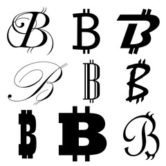 Bitcoin lettering.Vector illustration.