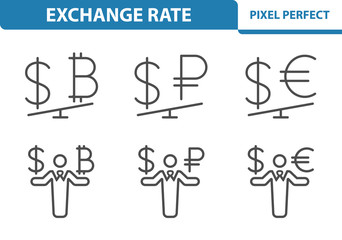 Exchange Rate Icons. Professional, pixel perfect icons depicting various exchange rate concepts. EPS 8 format.