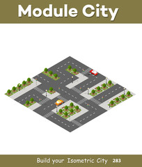 Obraz premium Perspective view from above to the city quarter of the highway intersection of streets urban landscape view town infrastructure