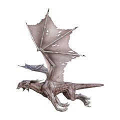 3D Rendering Fantasy Vampire Dragon on White