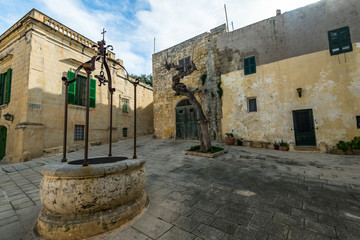Fototapeta na wymiar Old square in Silent City of Mdina,Malta