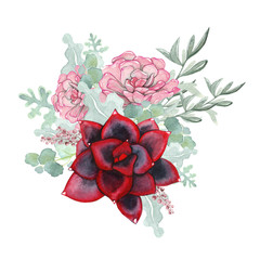Watercolor succulent bouquet