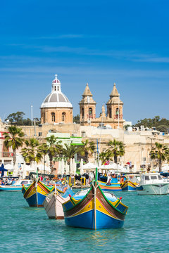 Traditional fisherman village and boats,Malta