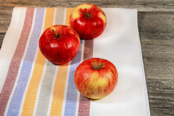 Apples on a wooden table