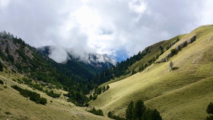 Obraz premium Wanderung in den Dolomiten, Bergwandern, Seiser Alm
