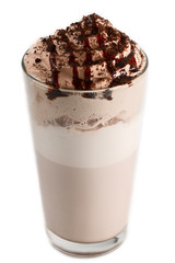 cappuccino in a glass with cream.