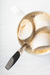Hot chocolate and marshmallow .