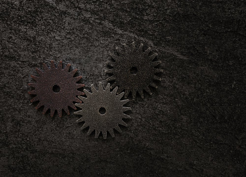 Three metal gears
