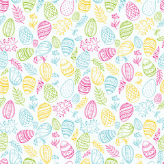 Seamless pattern with Easter eggs and twigs