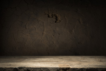 background of barrel and worn old table of wood