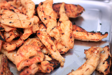 Roast chicken in a charcoal oven/hot in fire