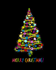 Fototapeta na wymiar Christmas tree, greeting card for your design