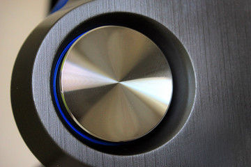Closeup of a round volume knob