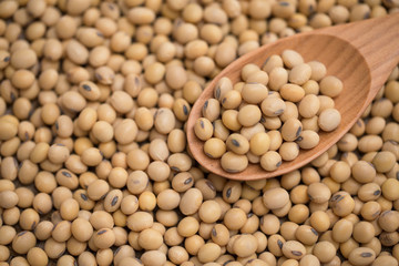 Cereal grains , seeds, beans on wooden background.
