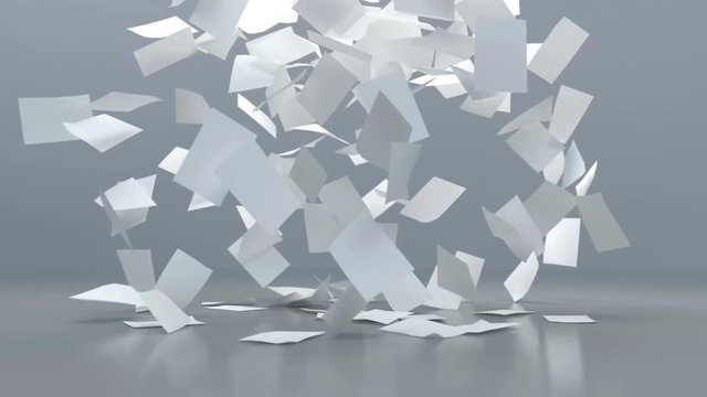 explosion of paper sheets