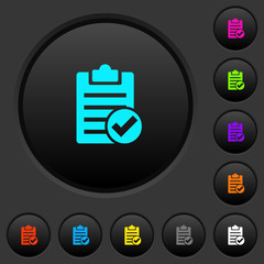 Note done dark push buttons with color icons