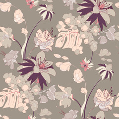 Romantic Spring Blossom Seamless Vector Pattern