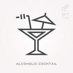 Fototapeta na wymiar Line icon alcoholic cocktail