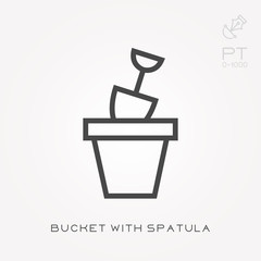 Line icon bucket with spatula