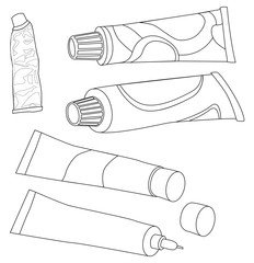 Vector set of icon tubes of paint, glue