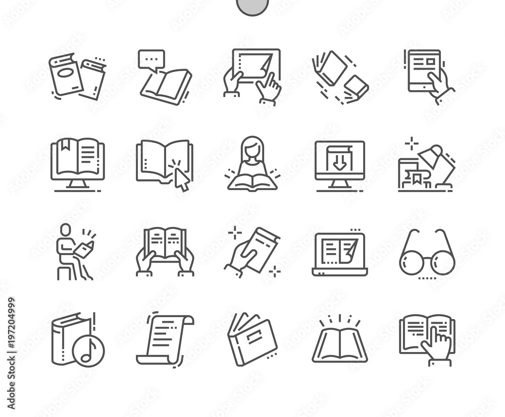 Poster reading well-crafted pixel perfect vector thin line icons 30 2x grid for web graphics and apps. simp